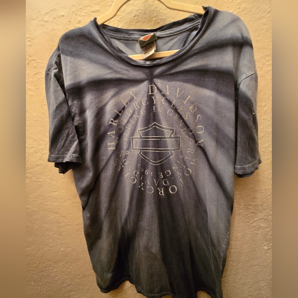 Y2K Harley-Davidson Blue Springs Missouri Graphic T-Shirt | Faded Biker Tee L